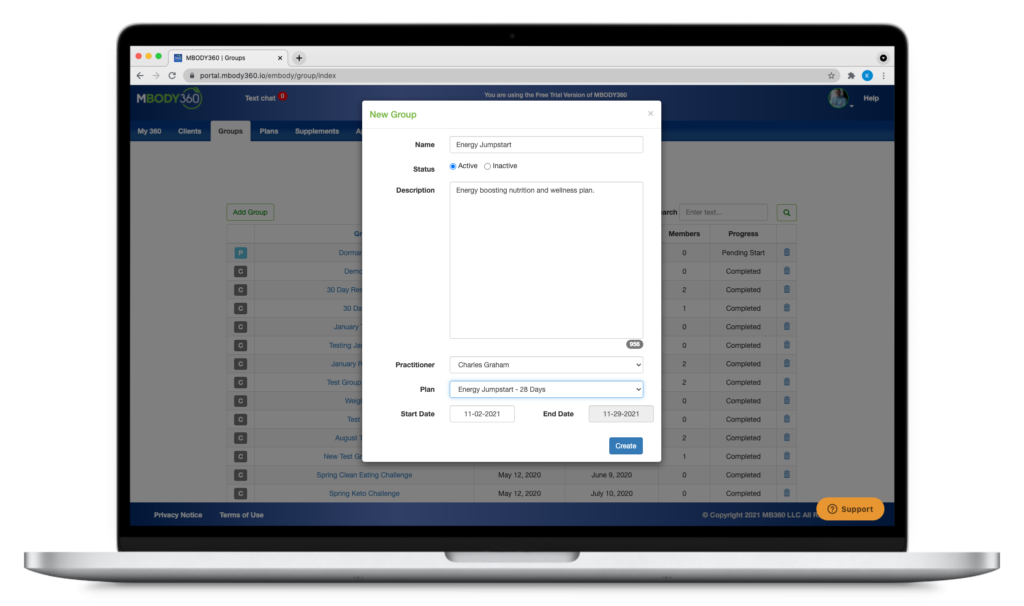 Set a energy boost program in MBODY360